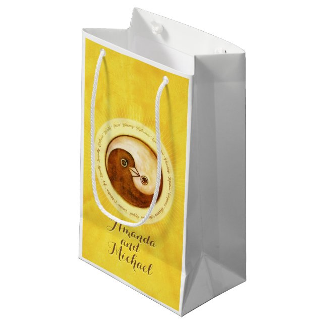 MARIAGE GLOSSY CADEAU Sac petit. Tourterelles de Y (Devant Angle)