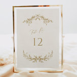 Mariage Gold & Cream Numéro de la carte Panneau<br><div class="desc">Notre panneau de numéro de table mariage est doté de lettres modernes et de lauriers botaniques vintages - parfait pour aider vos invités à trouver leur table à votre réception de mariage ou d'événement.</div>
