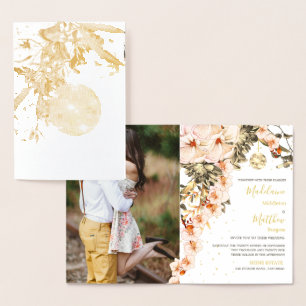 Mariage Gold Foil Floral Disco Élégante Invitation