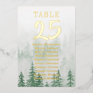 Mariage Gold Foil Numéros de table Forêt À feuilla