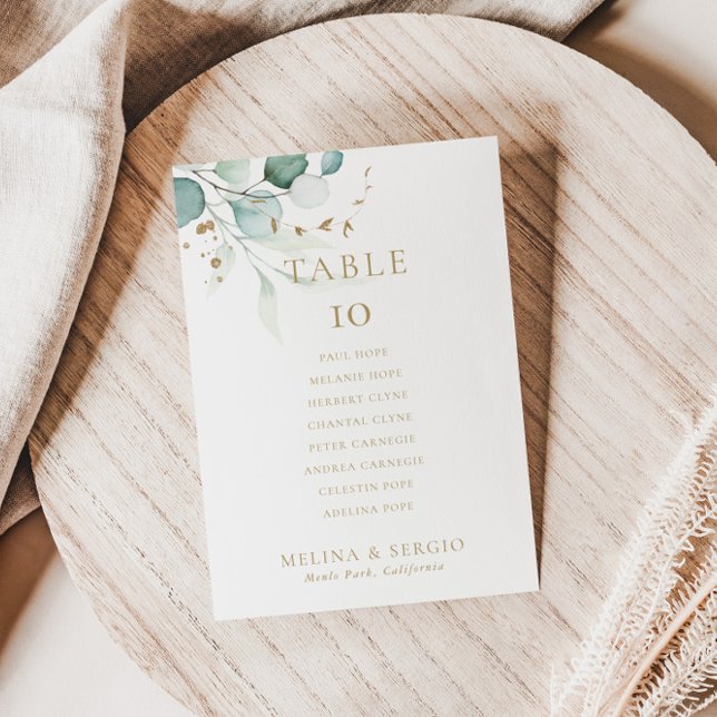 Mariage Gold Green Tableau 6 Carte graphique de si (Créateur téléchargé)