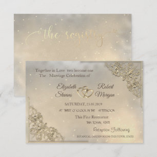 Mariage Gold Hearts & Registre Invitation
