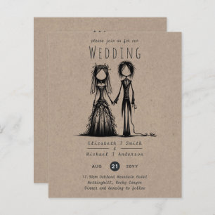 Mariage gothique Cartoon Mariée Groom amusant Hand
