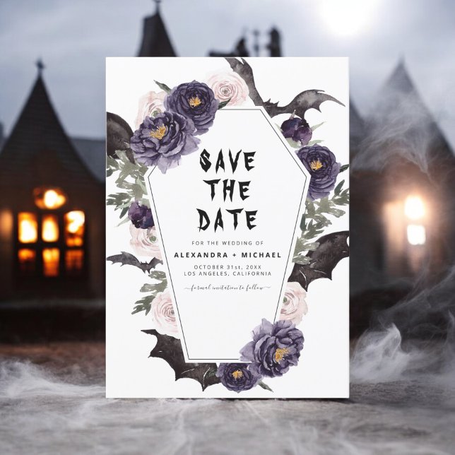 Mariage gothique de Halloween, carte de réservatio (Créateur téléchargé)