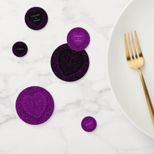 Mariage gothique du coeur pourpre et noir Confetti