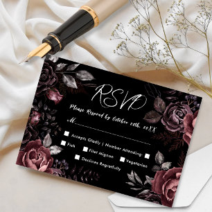Mariage gothique RSVP Vintage noir floral noir