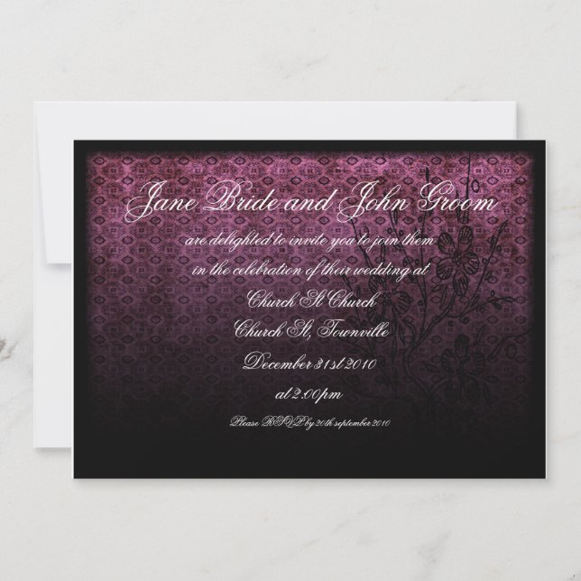 Mariage gothique violet, invitation (Devant)