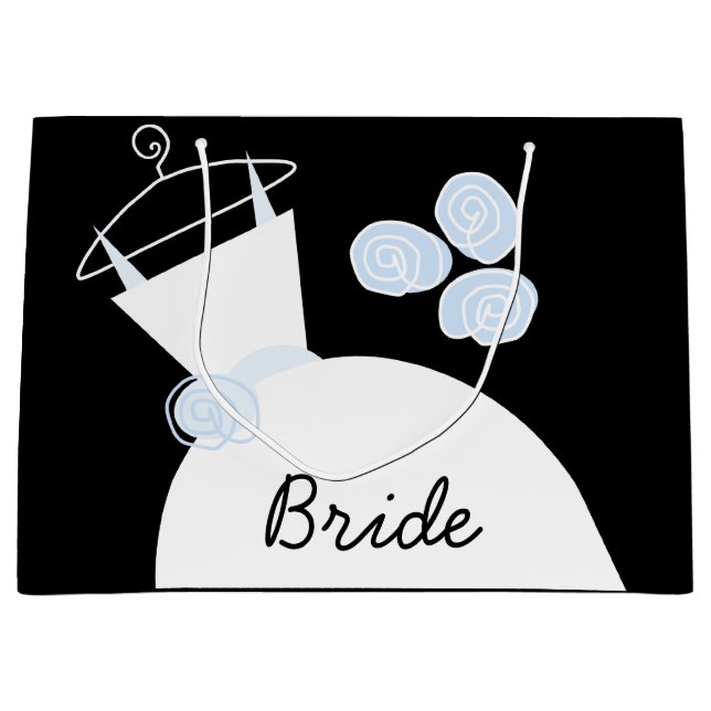 Mariage Gown Blue Bride sac cadeau noir grand (Devant)