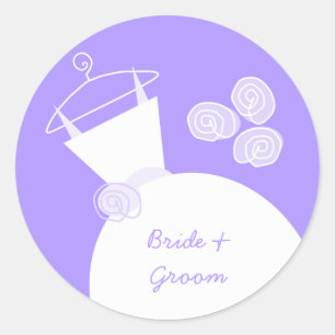 Mariage Gown Purple 'Names' autocollant rond