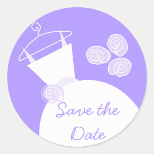 Mariage Gown Purple 'Save the Date' autocollant ro