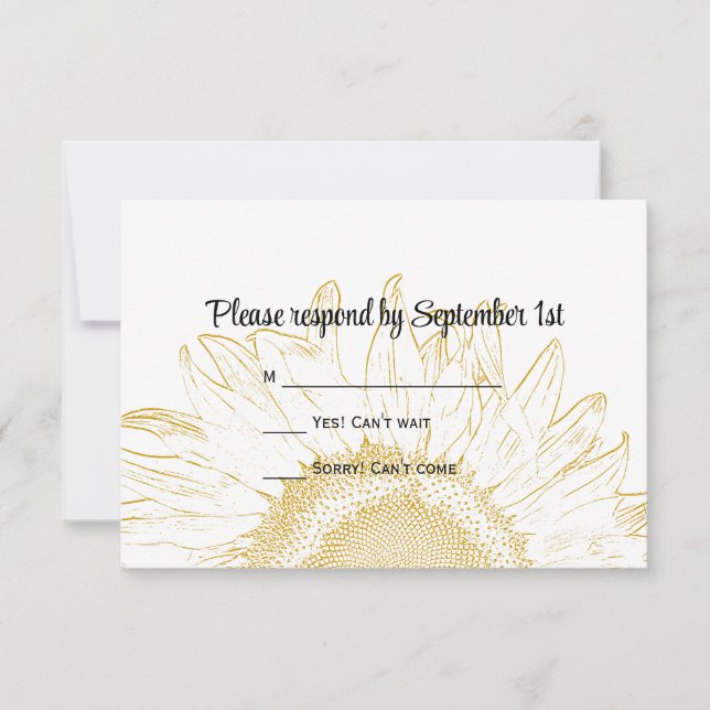 Mariage graphique tournesol RSVP (Devant)