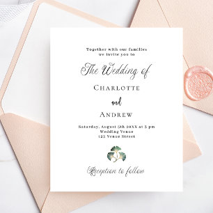 Mariage greenery ginkgo feuille budget invitation