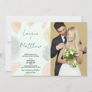 Mariage gris beige Invitations avec photo