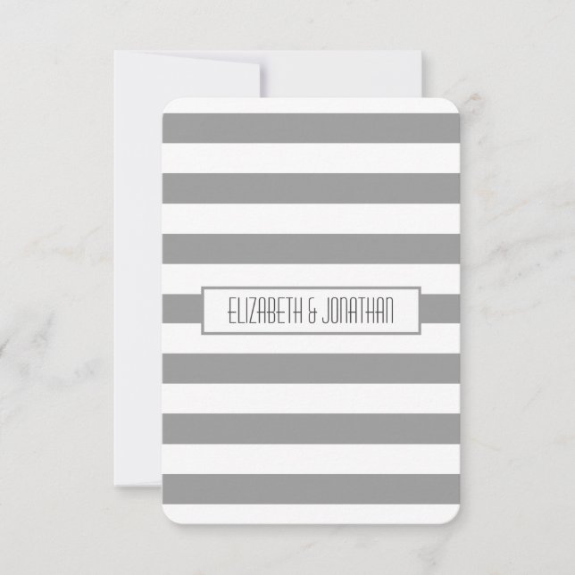 Mariage gris ultra moderne rayé RSVP (Devant)