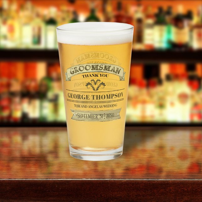 Mariage Groomsman Vintage Classique Verre Simple (Créateur téléchargé)