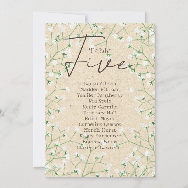 Mariage Gypsophila Numéro de table Sièges Graphiqu (Devant)