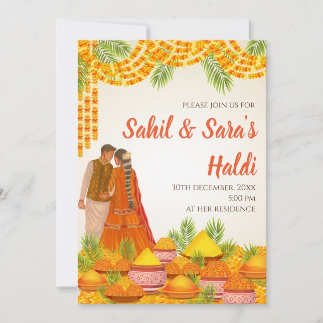 Mariage Haldi invitations Digital Pithi invitation (Devant)