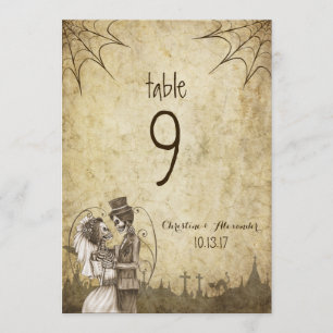 Mariage Halloween Numéro de table Skeleton Couple
