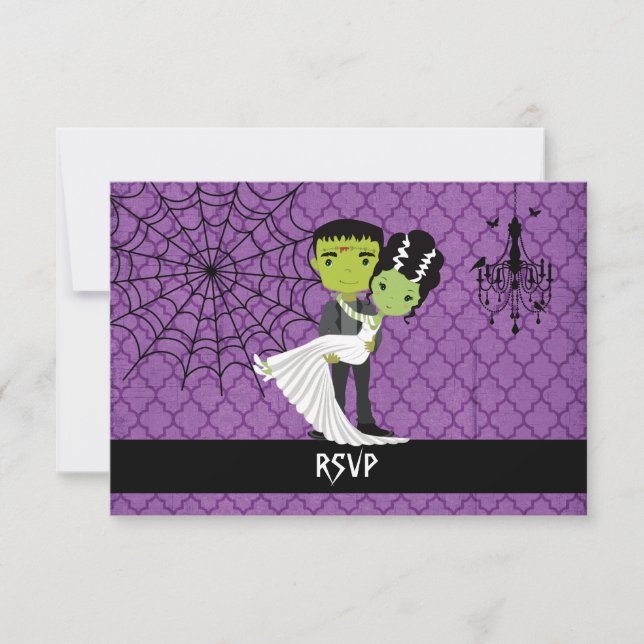Mariage Halloween RSVP Mariée de Frankenstein (Devant)