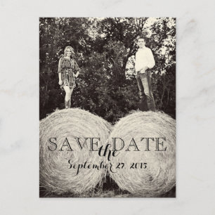 Mariage Hay Bales Photo SAUVEGARDER LA DATE Carte