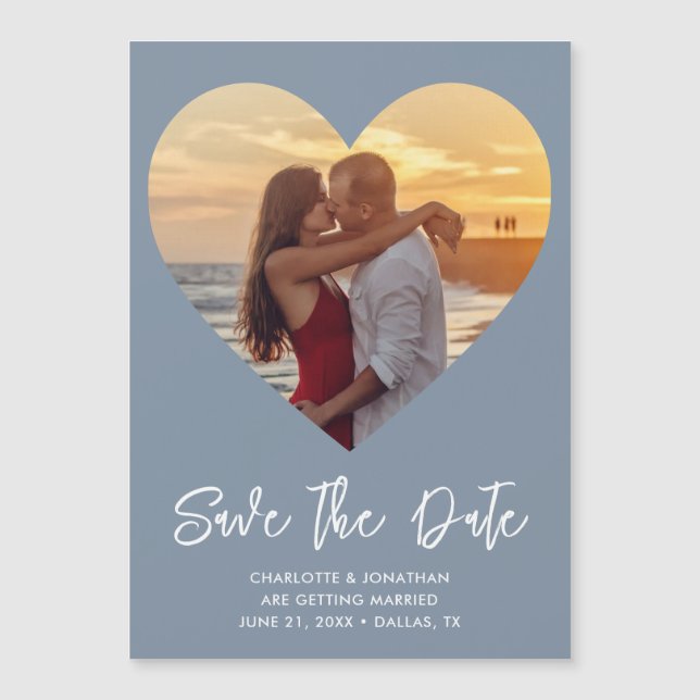 Mariage Heart Enregistrer La Date Photo Carte Magn (Devant)