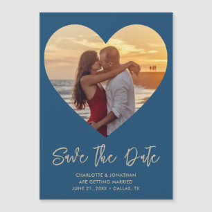 Mariage Heart Enregistrer La Date Photo Carte Magn