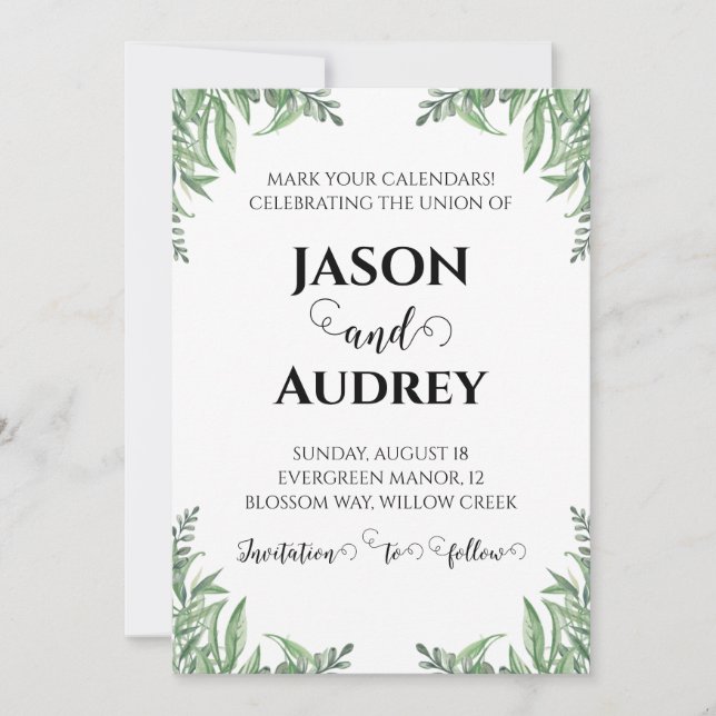 mariage hiver enregistrer la date invitations (Devant)