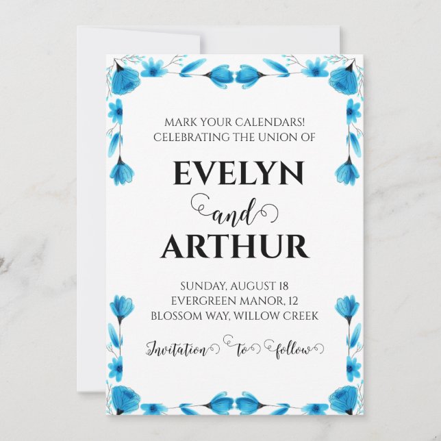 mariage hiver enregistrer la date invitations (Devant)