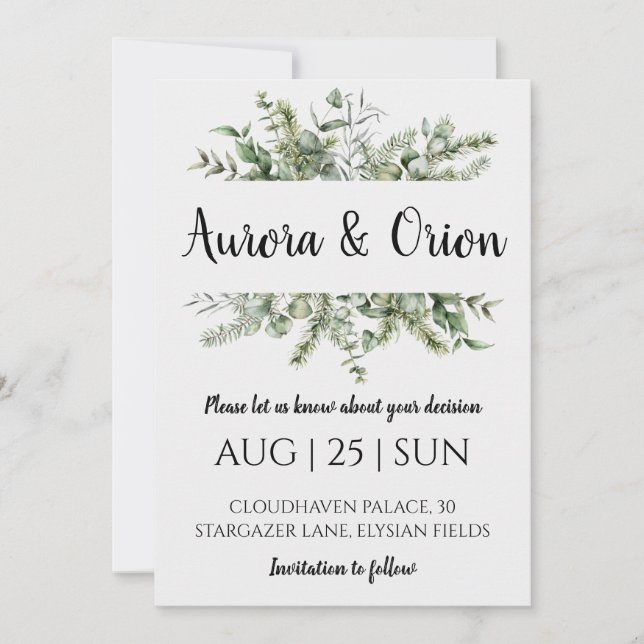 mariage hiver enregistrer la date invitations (Devant)