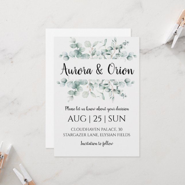 mariage hiver enregistrer la date invitations (Devant/Arrière en situation)