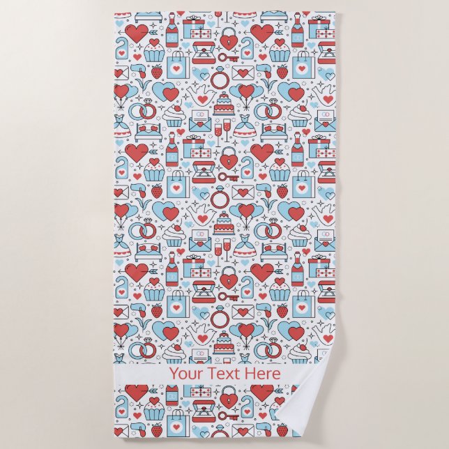 Mariage Icons personnalisé texte serviette de plag (Devant)