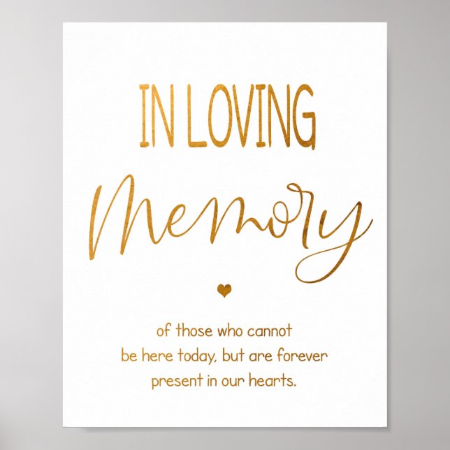 Mariage In Loving Memory signe affiche 8x10 (Devant)