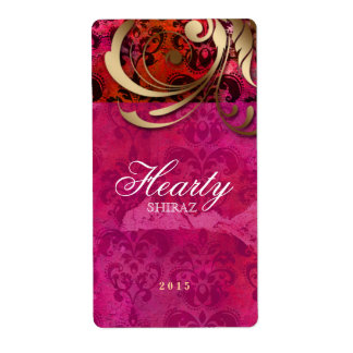 Mariage indien Étiquette de vin Damask Pink Gold