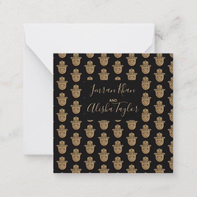 Mariage indien Gold hamsa Henna Faire-part (Devant)