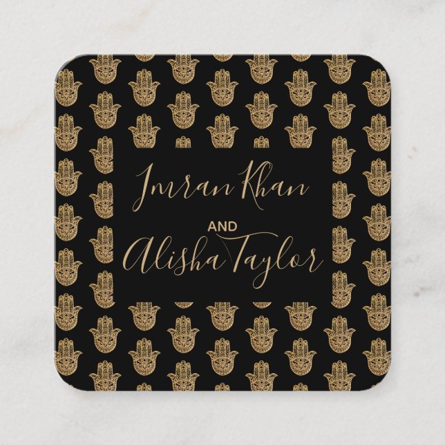 Mariage indien Gold hamsa Henna Faire-part (Devant)