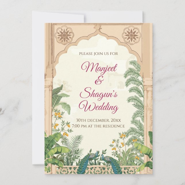 Mariage indien invite & carte Mariage hindoue (Devant)