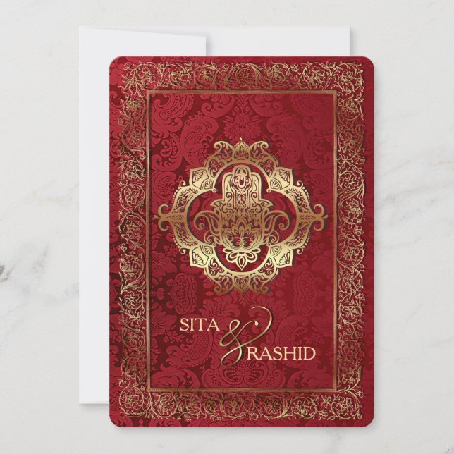 Mariage indien rouge - Carte d'invitation (Devant)