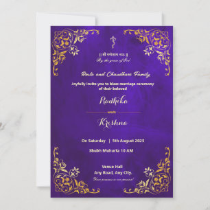 Mariage indien royal bleu hindoue invitation