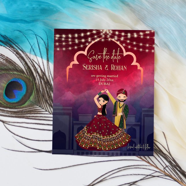 Mariage indien sauver la date mignon couple nuptia (Créateur téléchargé)