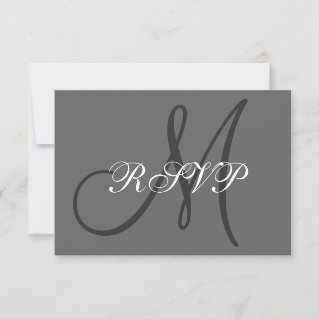 Mariage initial simple Gris RSVP (Devant)