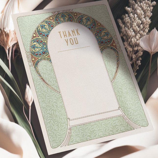 Mariage Insérer Carte de remerciements Art Nouveau (Créateur téléchargé)