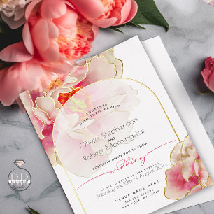 MARIAGE   Invitation de pivoine de Rose de corail