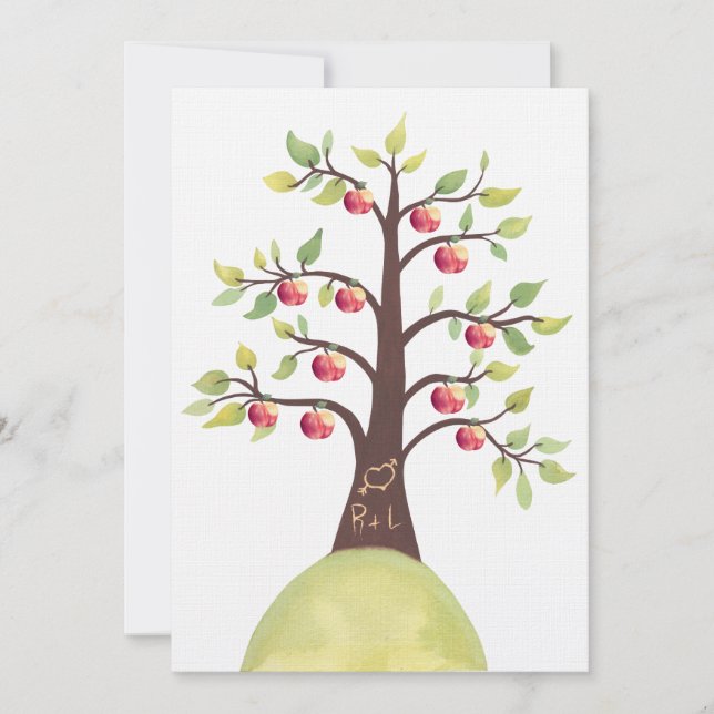 Mariage Invitation de sculpture d'arbre de pomme M (Devant)