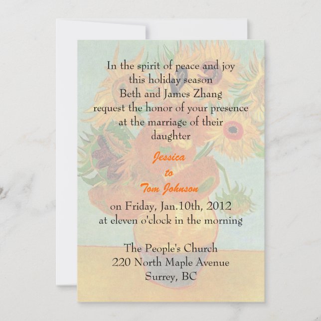 mariage, invitation des parents de la mariée (Devant)