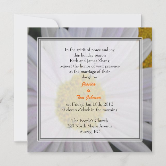 mariage, invitation des parents de la mariée (Devant)