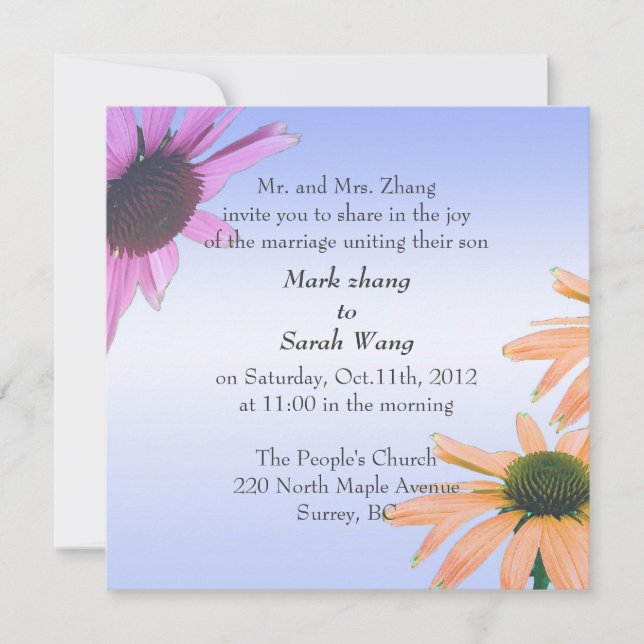 mariage, invitation des parents du marié fleurs de (Devant)