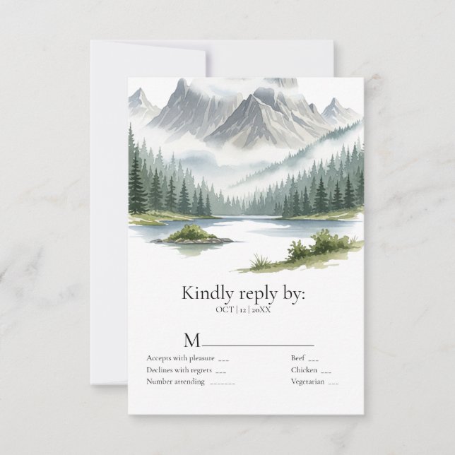 Mariage Invitation Nature Alpine avec Choix de Rep (Devant)