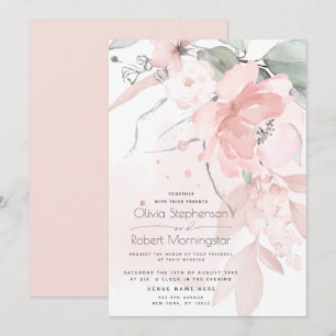 Mariage Invitation Rose sauvage de bois rose pâl