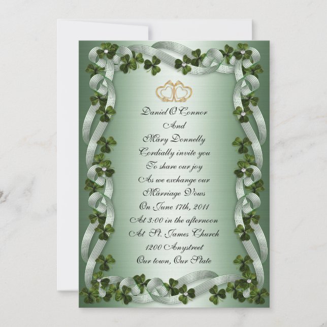 Mariage irlandais Invitations élégantes (Devant)