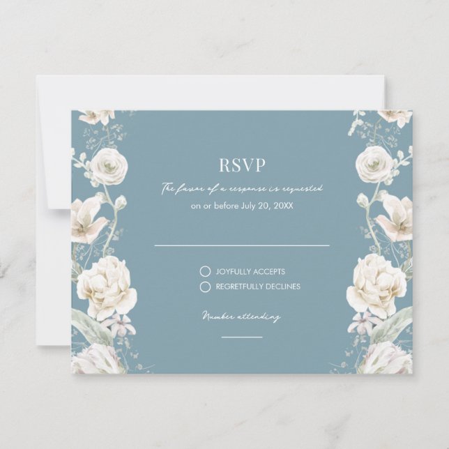 Mariage Jardin Floral Bleu RSVP (Devant)